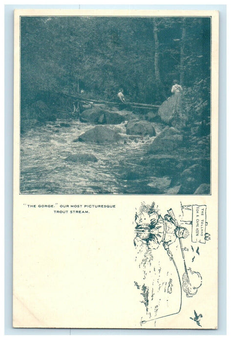 1906 The Gorge Trout Stream, Tolland, Massachusetts MA Antique Postcard