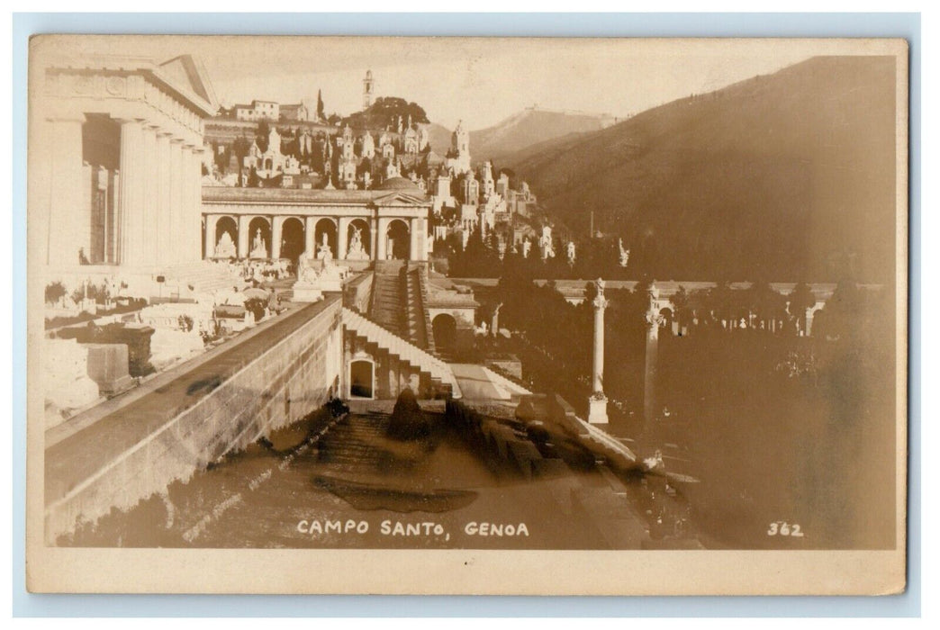 c1920's Genoa Italy, Campo Santo View RPPC Photo Unposted Vintage Postcard