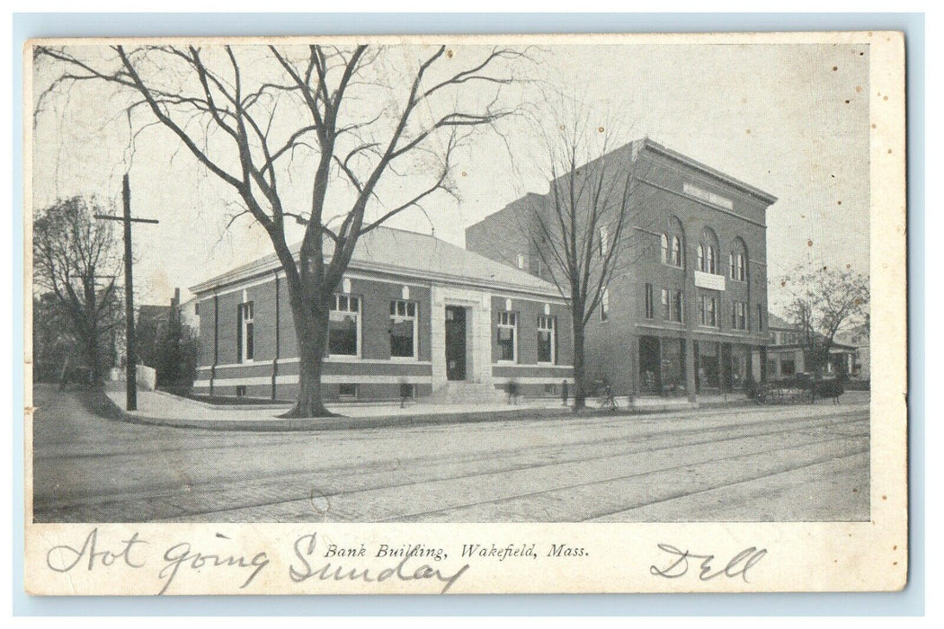 1908 Bank Building View Wakefield Massachusetts MA Private Mailing Card Postcard