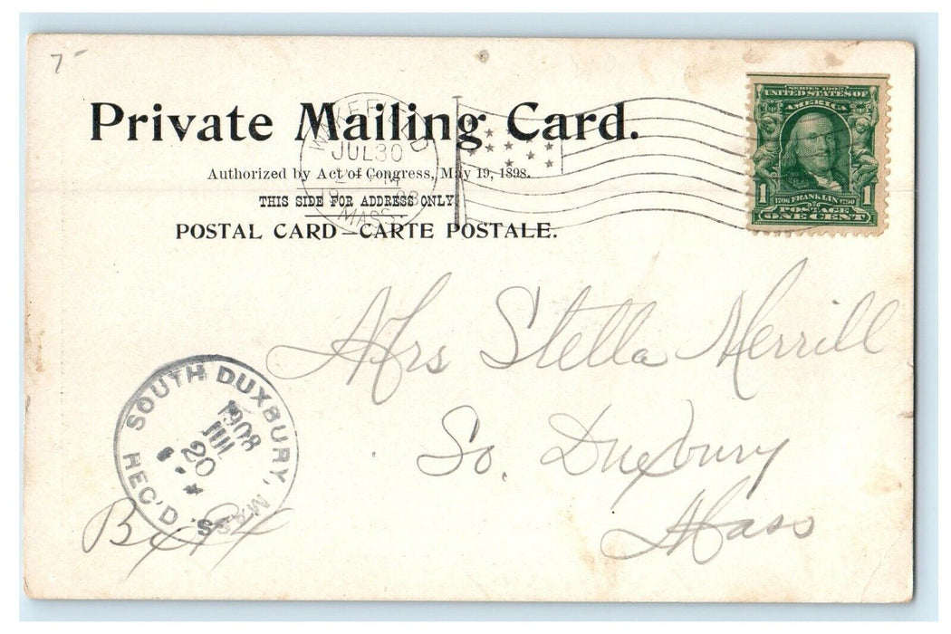 1908 Bank Building View Wakefield Massachusetts MA Private Mailing Card Postcard