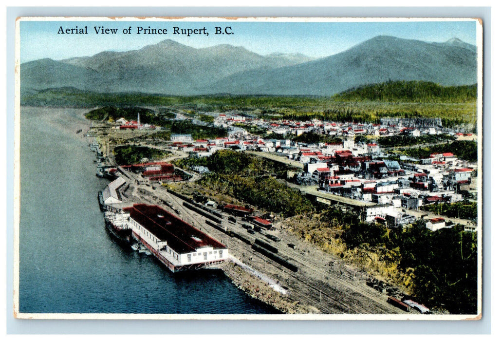 c1920s Aerial View of Prince Rupert British Columbia Canada Postcard