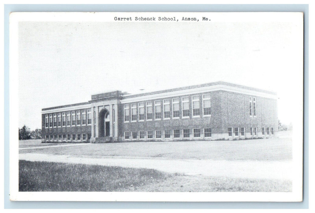 View Of Garret Schenck School Building Anson Maine ME Unposted Vintage Postcard