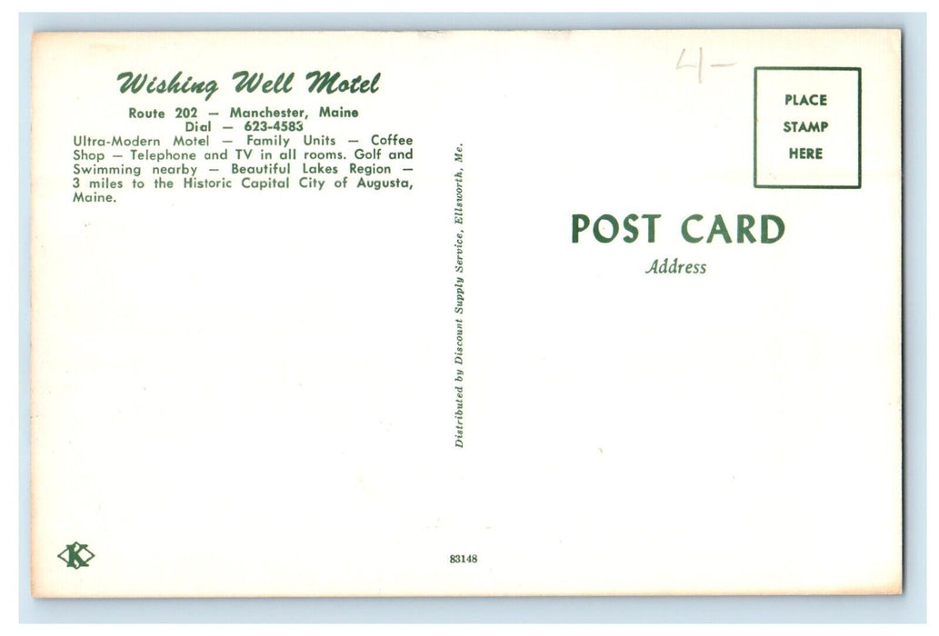 View Of Wishing Well Motel Manchester Maine ME Unposted Vintage Postcard
