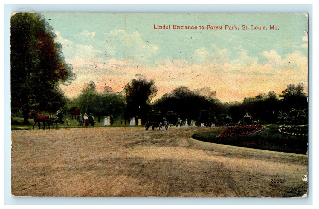 1915 Lindel Entrance Forest Park St. Louis Missouri MO Lexington RPO Postcard