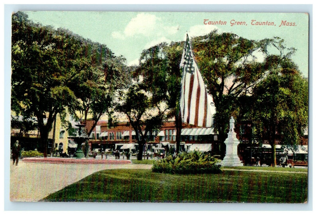 1910 Taunton Green, Taunton, Massachusetts MA Antique Posted Postcard