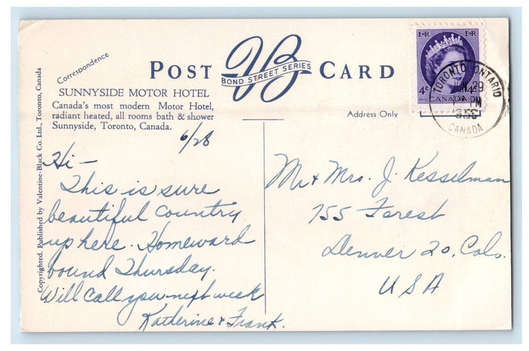1928 Sunnyside Motor Hotel, Sunnyside Toronto Canada Antique Postcard