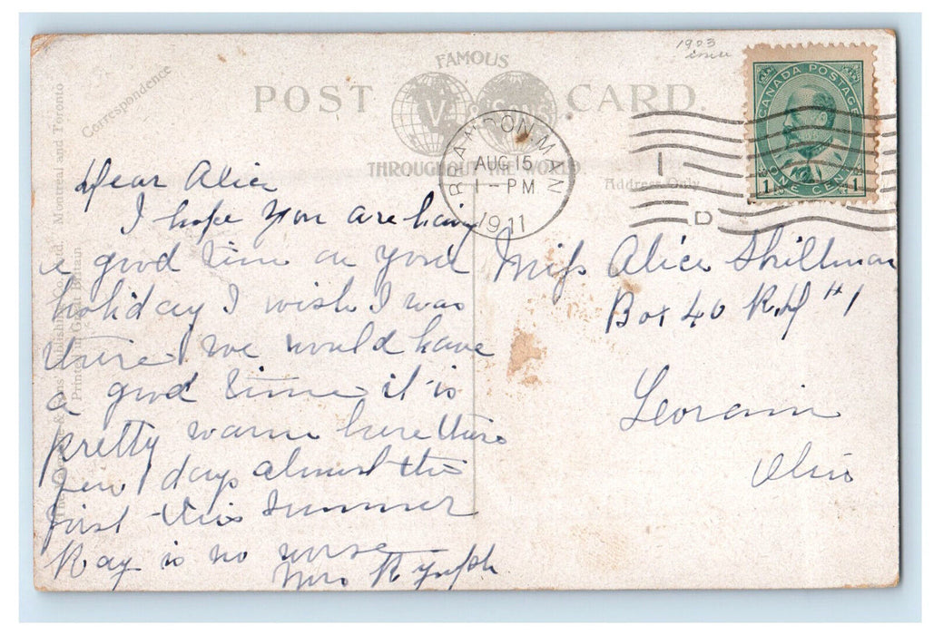 1911 8th Street Showing Presbyterian Church Brandon Manitoba Canada Postcard