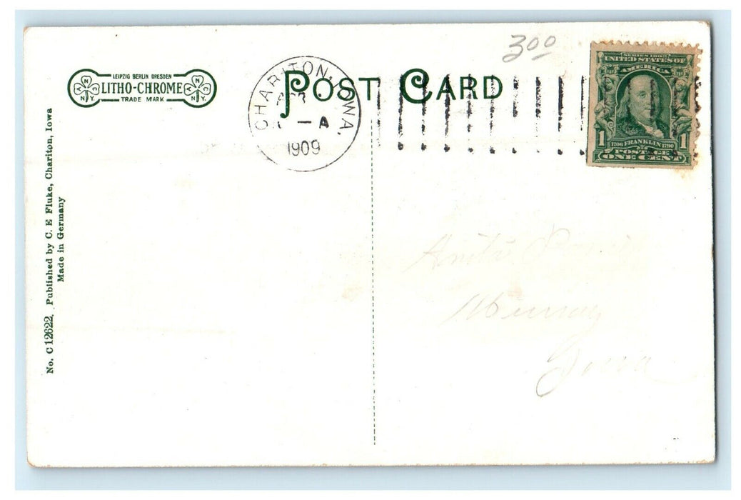 1909 Ilion Mallory Residence Home Chariton Iowa IA Antique Postcard