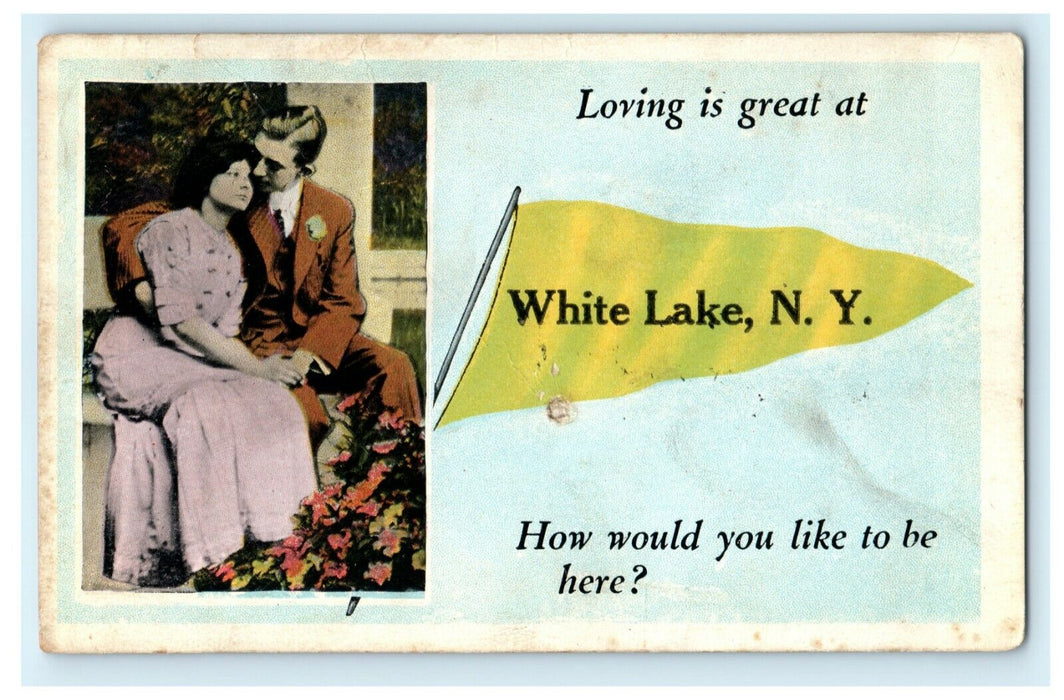 White Lake NY New York Romantic Lover Letter Old Vintage Postcard