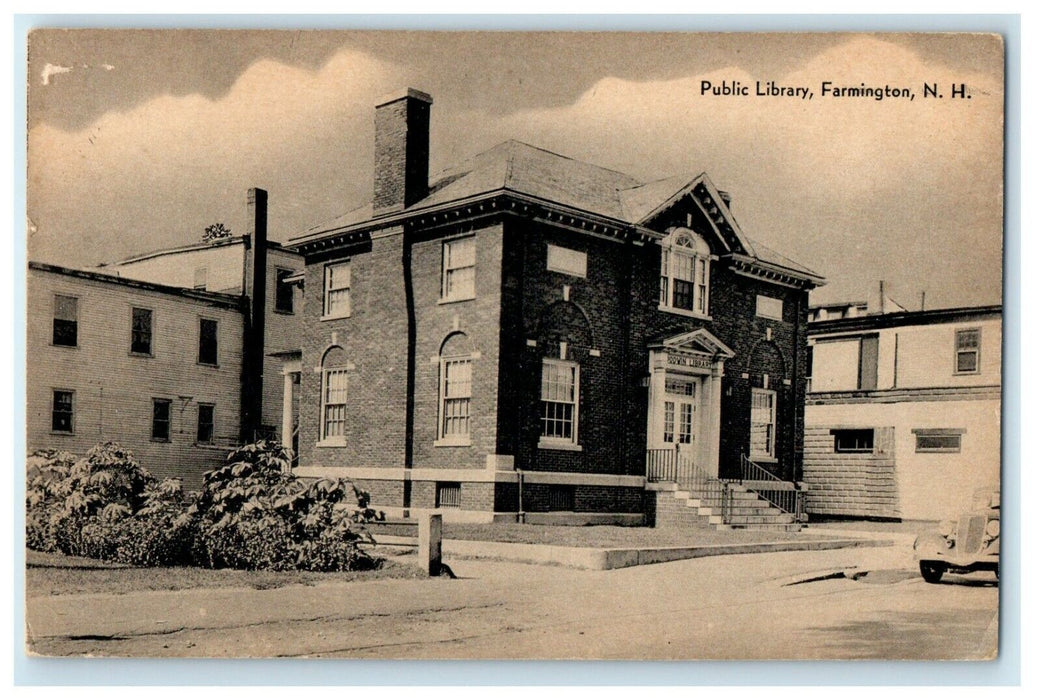 1947 Public Library Farmington New Hampshire NH Posted Vintage Postcard