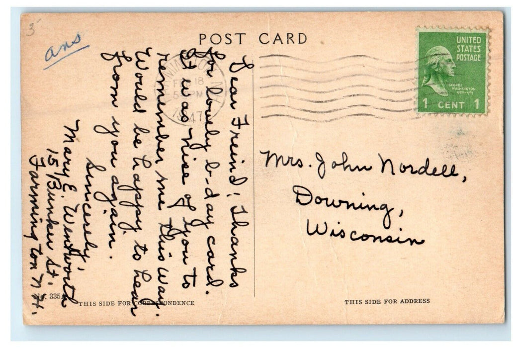 1947 Public Library Farmington New Hampshire NH Posted Vintage Postcard