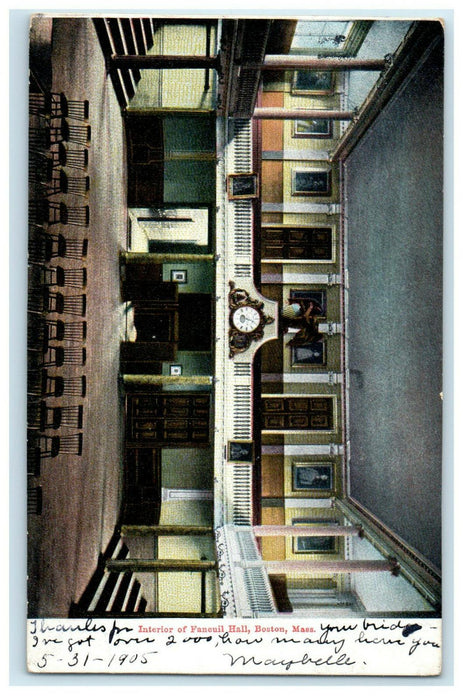 1905 Interior of Faneuil Hall, Boston, Massachusetts MA Posted Postcard