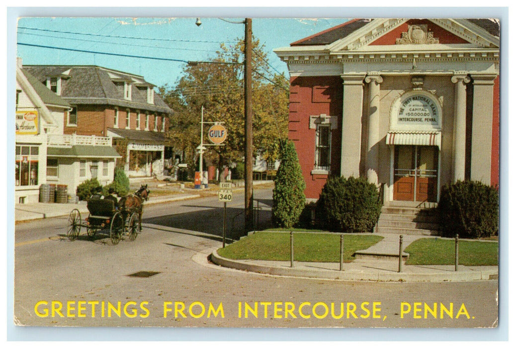 1971 Heart of Amishland Greetings from Intercourse, Pennsylvania PA Postcard