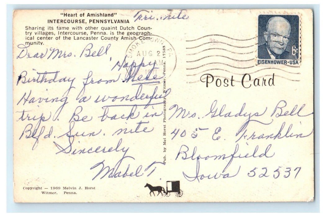 1971 Heart of Amishland Greetings from Intercourse, Pennsylvania PA Postcard
