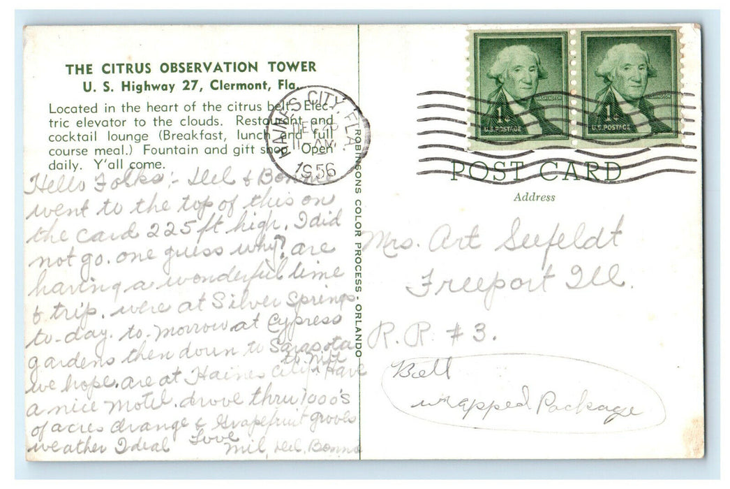 1956 The Citrus Observation Tower,  US Highway 27 Clermont Florida FL Postcard