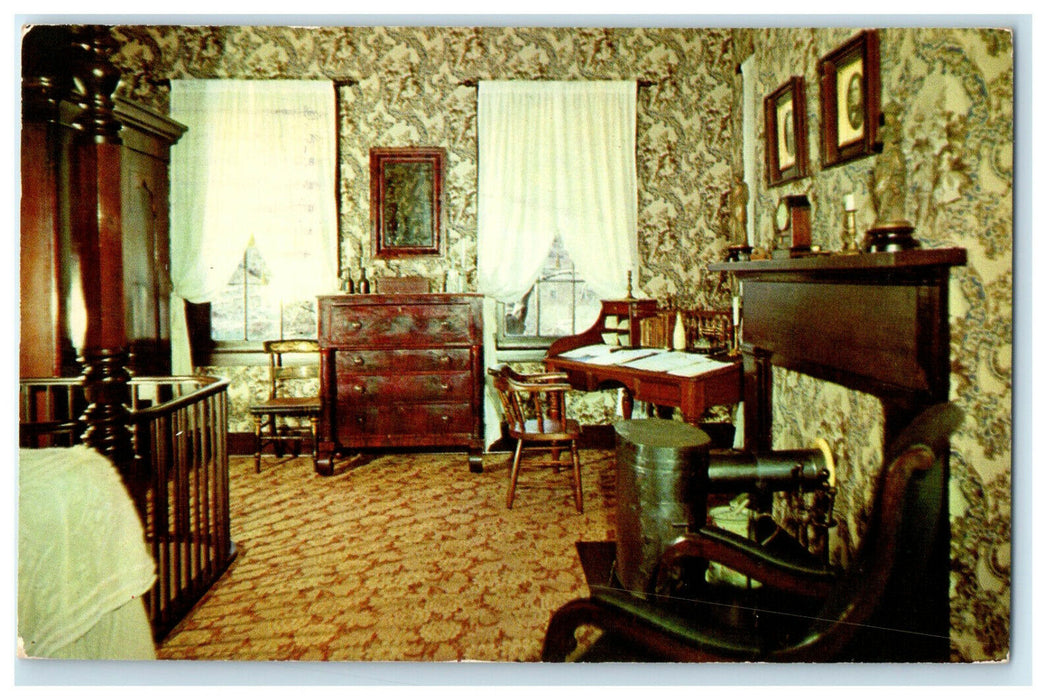 1959 Bedroom, Abraham Lincoln Home Springfield Illinois IL Political Postcard