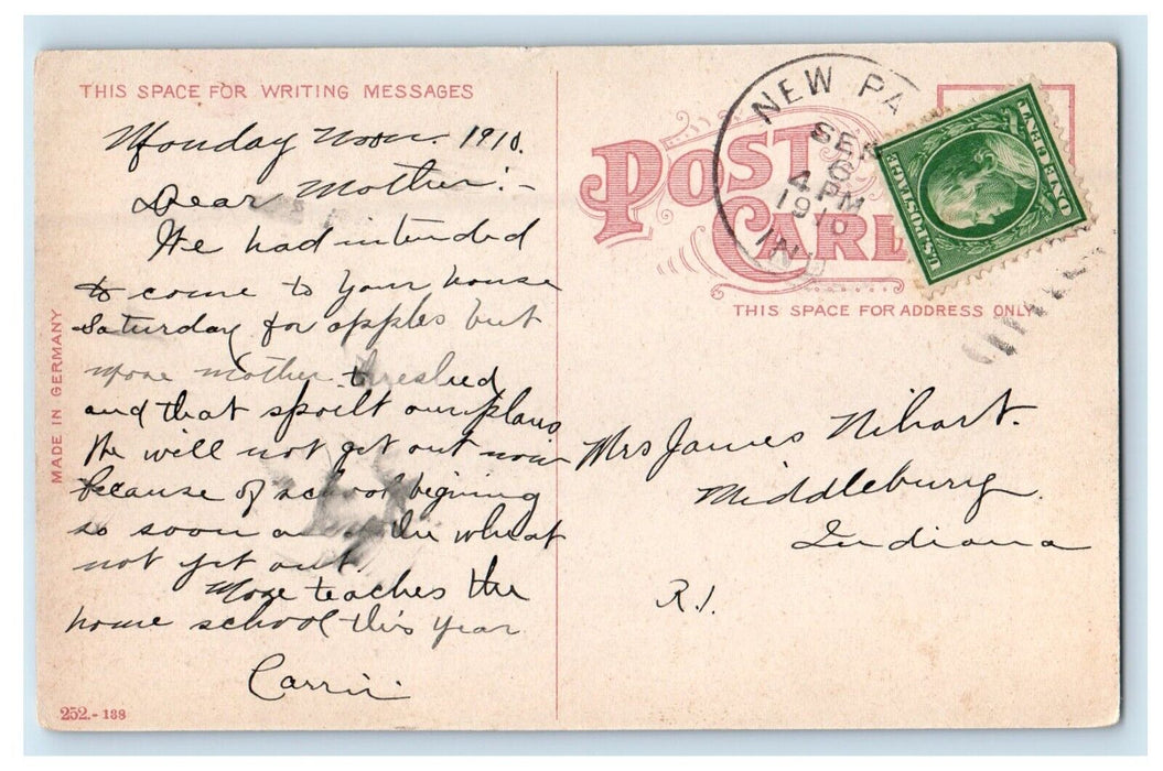 1911 A View Of The Dam Boat At Goshen Indiana IN Posted Antique Postcard