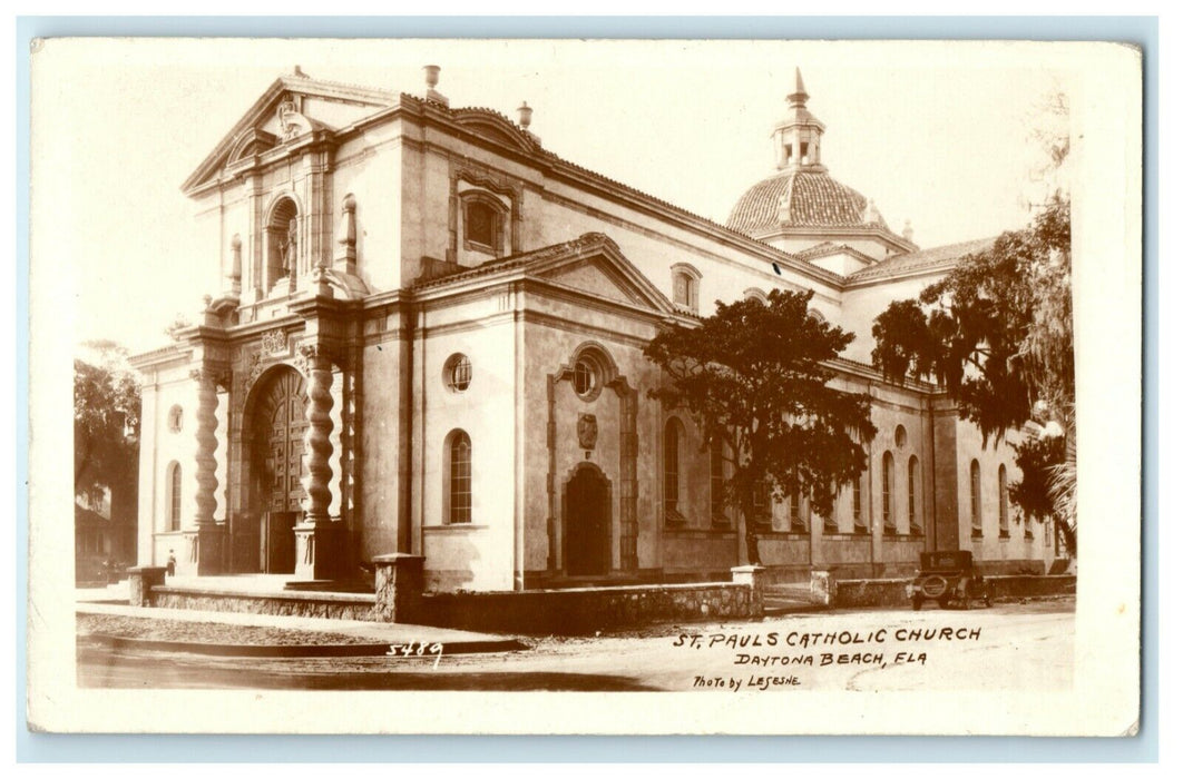 1934 St. Paul's Catholic Church Dayrona Beach Florida FL RPPC Photo Postcard