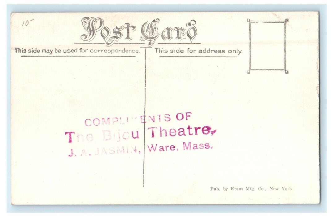 Marie Eline Silent Actress Bijou Theater Actress Advertising Ware MA Postcard
