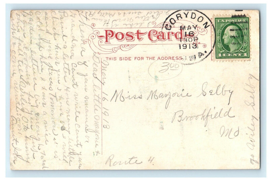 1913 View Of High School Building Corydon Iowa IA Posted Antique Postcard