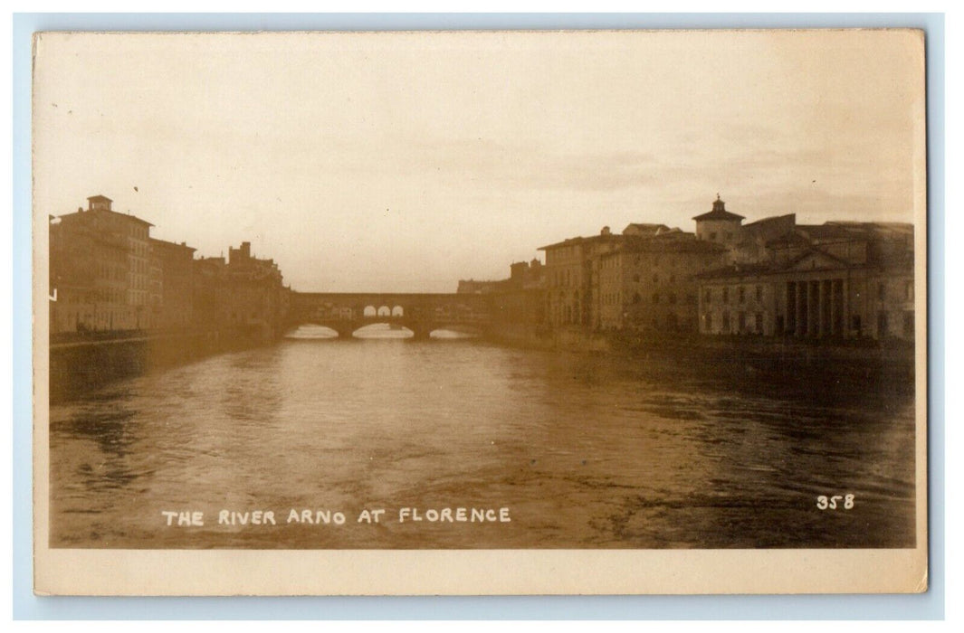 c1920's The River Arno At Florence Italy RPPC Photo Unposted Vintage Postcard