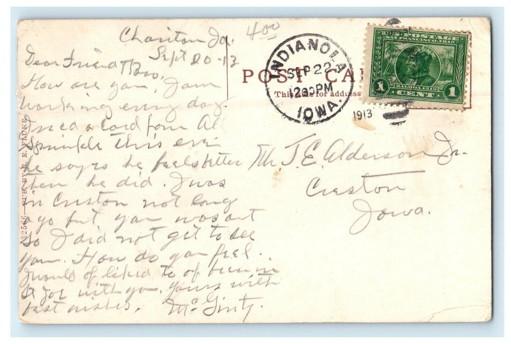 1913 High School Building Chariton Iowa IA Posted Antique Postcard