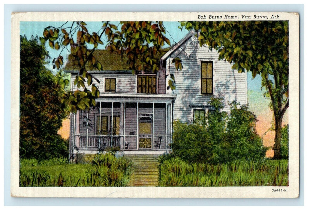 1943 View Of Bob Burn Home Van Buren Arkansas AR, WW2 Soldier Mail Postcard
