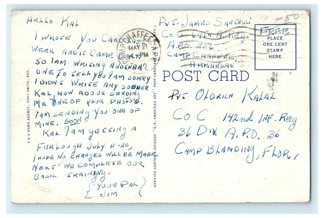 1943 View Of Bob Burn Home Van Buren Arkansas AR, WW2 Soldier Mail Postcard