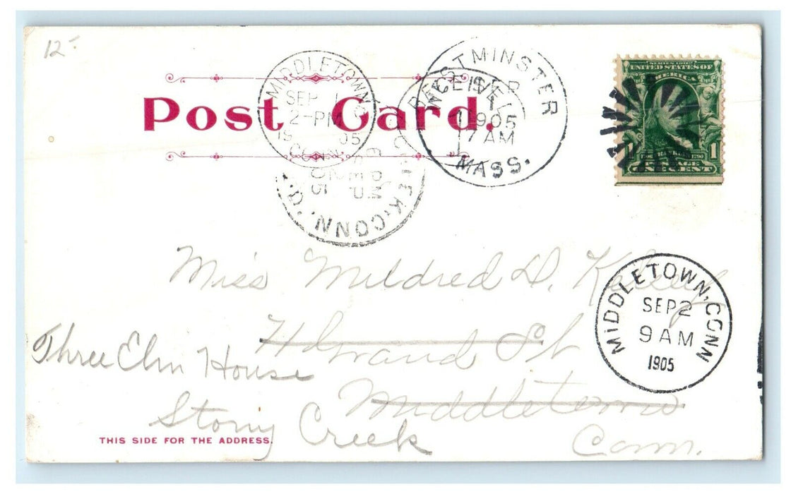 1905 Westminster Academy And Forbush Library Middletown Massachusetts Postcard