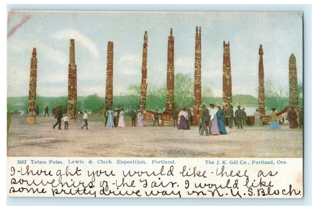 c1905 Totem Poles Lewis & Clark Exposition Portland Oregon OR Postcard