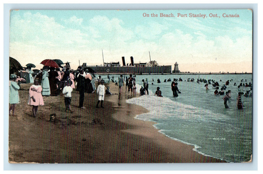 1909 On The Beach Port Stanley Ontario Canada Antique Posted Postcard