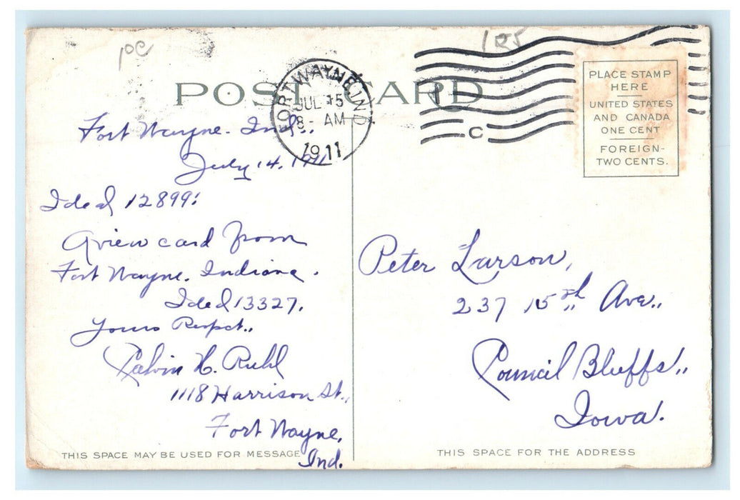 1911 Nature Scene, Fort Place, Fort Wayne Indiana IN Antique Posted Postcard