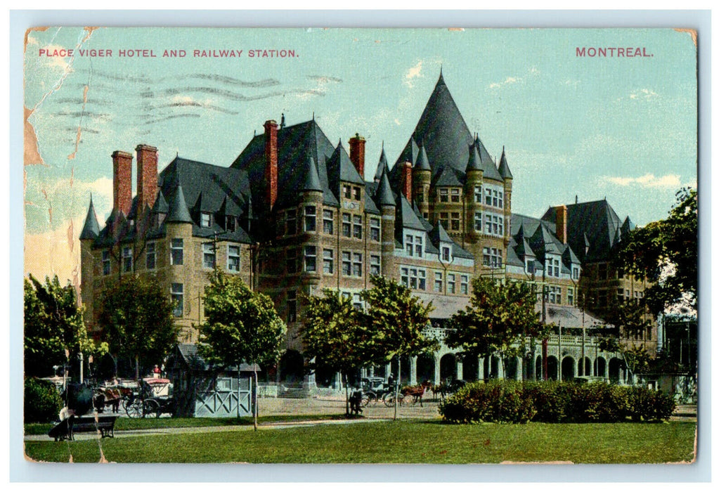 1914 Place Viger Hotel and Railway Station Montreal Canada CA Foreign Postcard