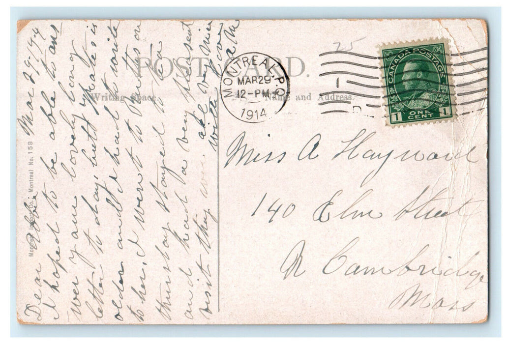 1914 Place Viger Hotel and Railway Station Montreal Canada CA Foreign Postcard