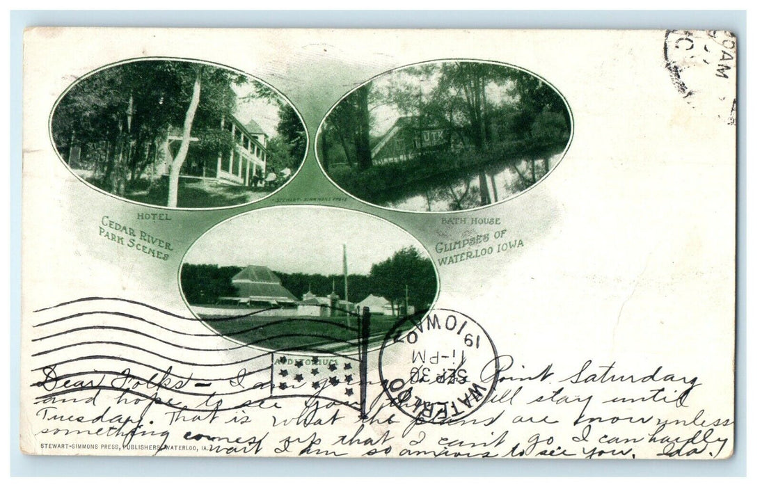1907 Multiview Of Glimpse Of Waterloo Iowa IA Posted Antique Postcard