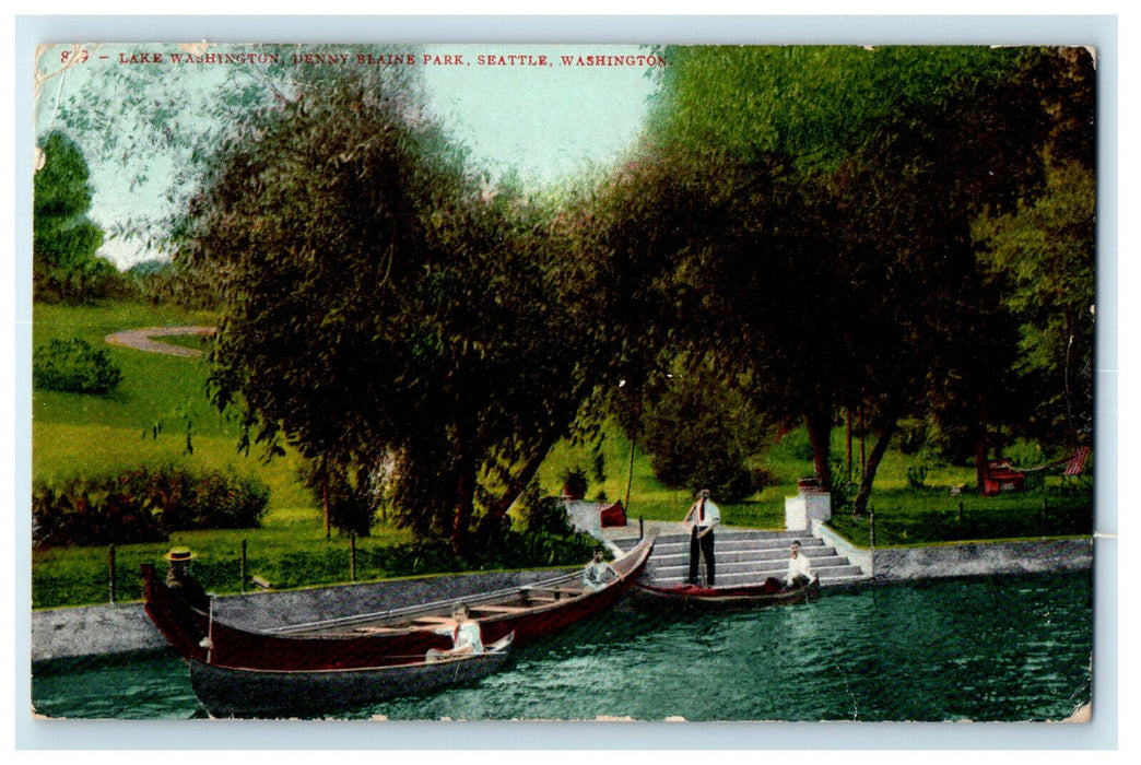 1908 Lake Washington, Denny Blaine Park, Seattle Washington WA Antique Postcard