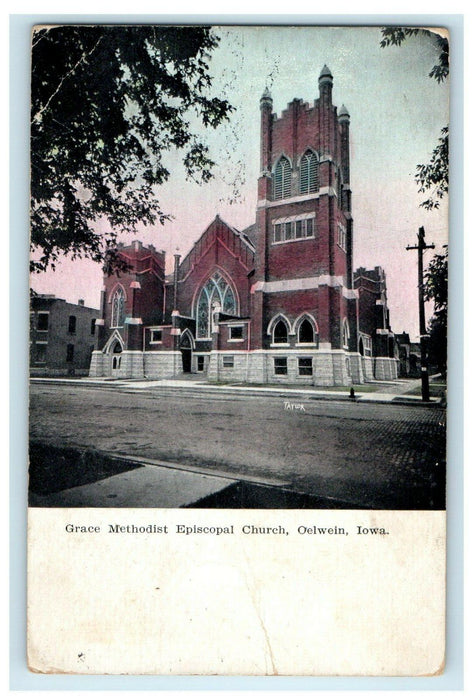 1909 Grace Methodist Episcopal Church Street View Oelwein Iowa IA Postcard