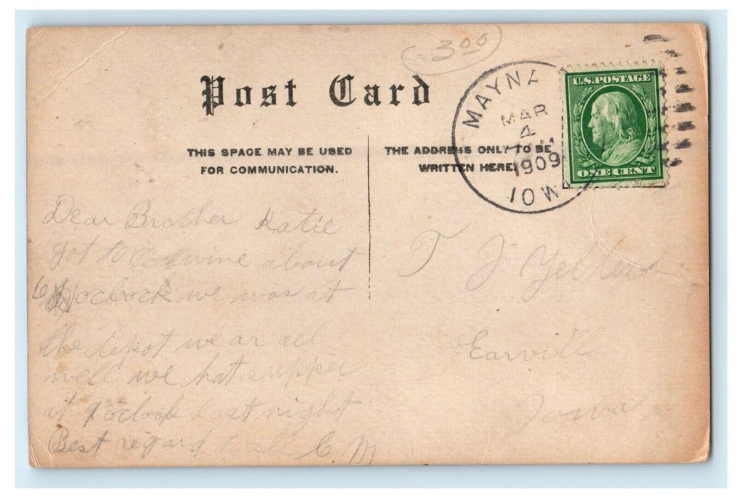 1909 Grace Methodist Episcopal Church Street View Oelwein Iowa IA Postcard