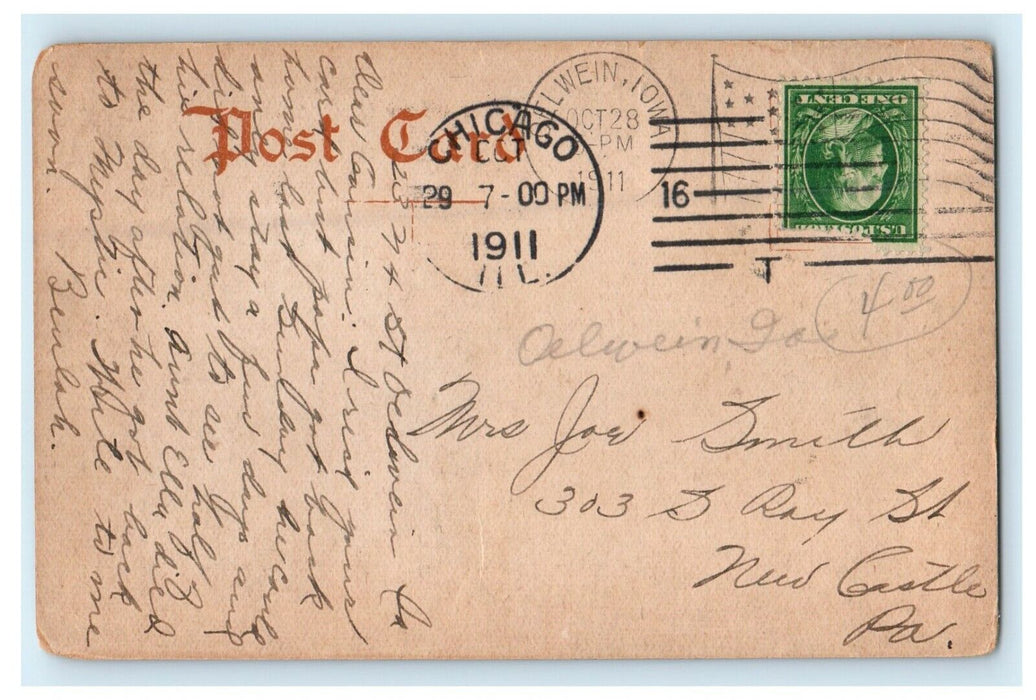 1911 First Presbyterian Church Oelwein Iowa IA Posted Antique Postcard