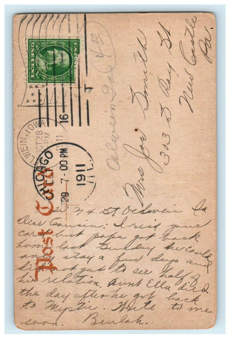 1911 First Presbyterian Church Oelwein Iowa IA Posted Antique Postcard