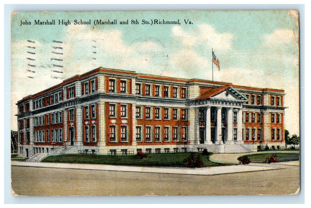 1911 John Marshall High School (Marshall and 6th St.) Richmond VA Postcard