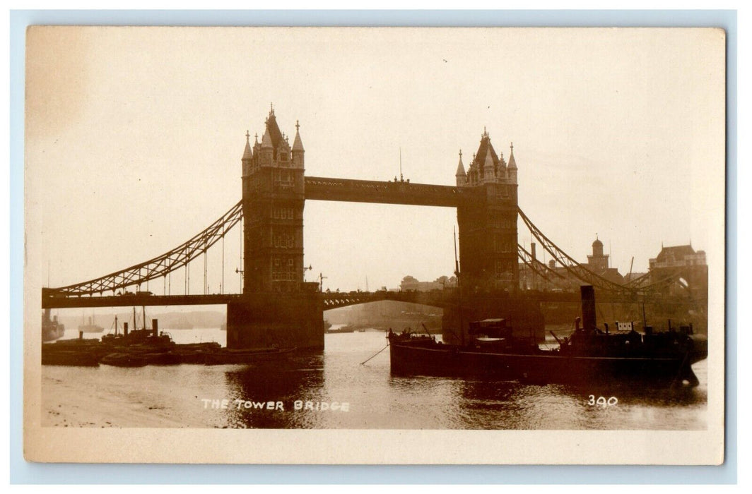 c1920's View Of The Tower Bridge United Kingdom UK RPPC Photo Vintage Postcard