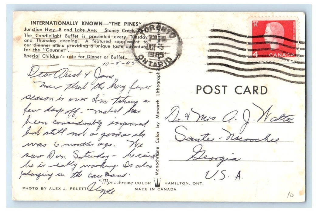 1965 Internationally Known The Pines Stoney Creek Ontario Canada Postcard
