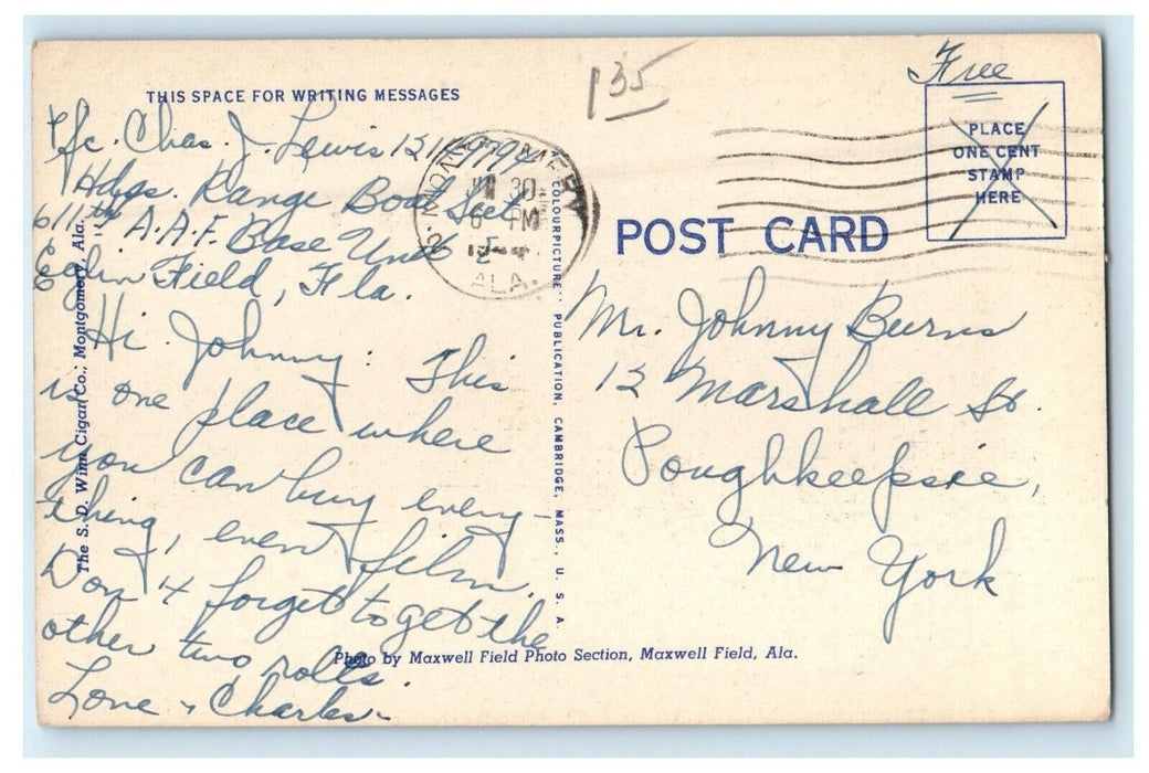 1944 Main Post Exchange At Maxwell Field Alabama AL, WW2 Soldier Mail Postcard