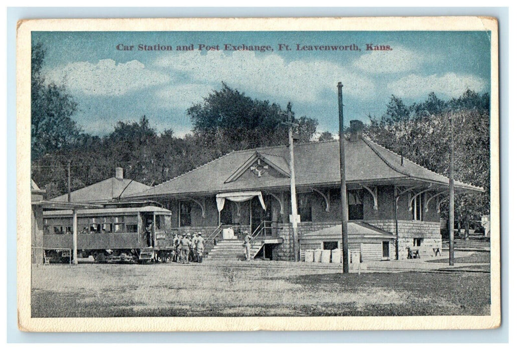c1910's Car Station And Post Exchanges Ft. Leavenworth Kansas KS Postcard