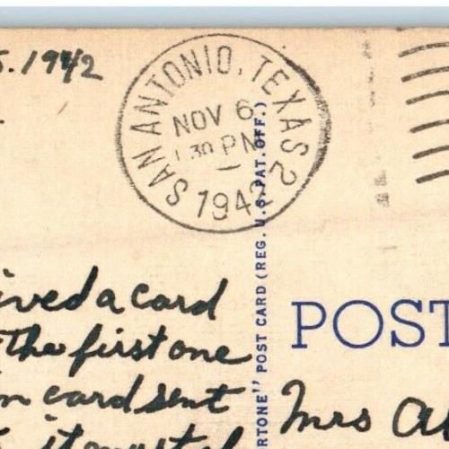 1942 Bird's Eye View Skyline Of San Antonio Texas TX, WW2 Soldier Mail Postcard