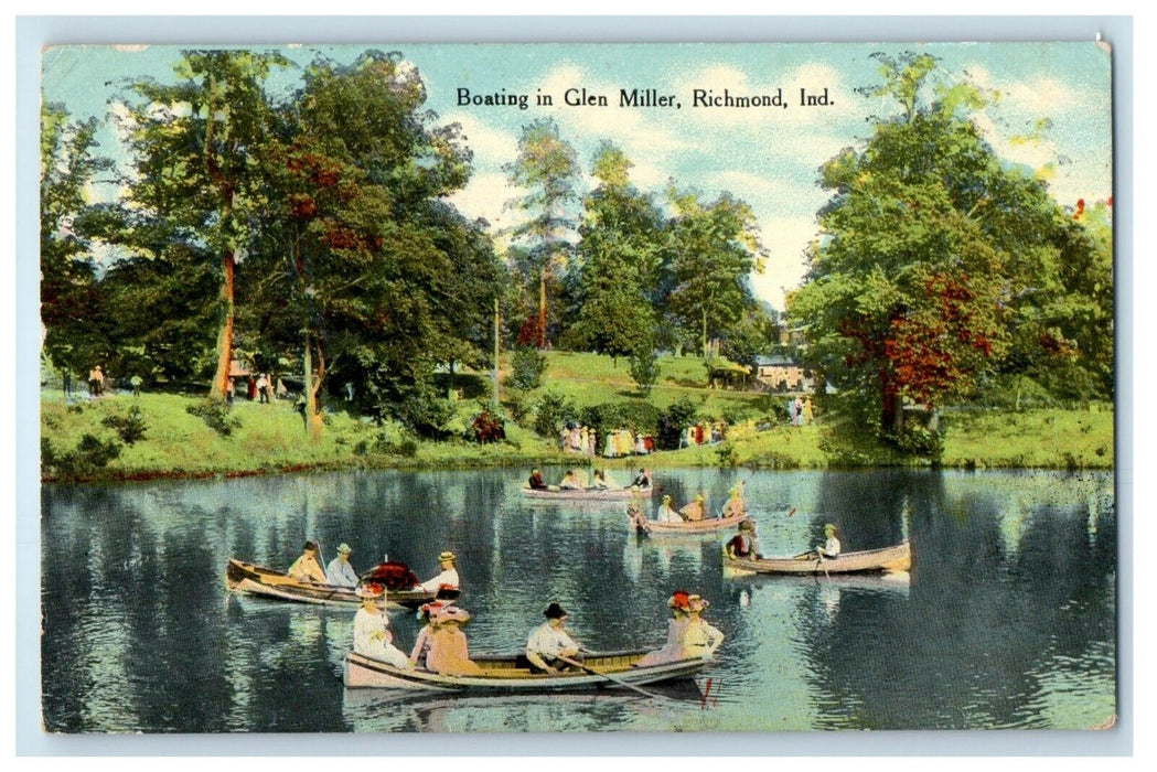1910 View Of Boating In Glen Miller Richmond Indiana IN Posted Antique Postcard