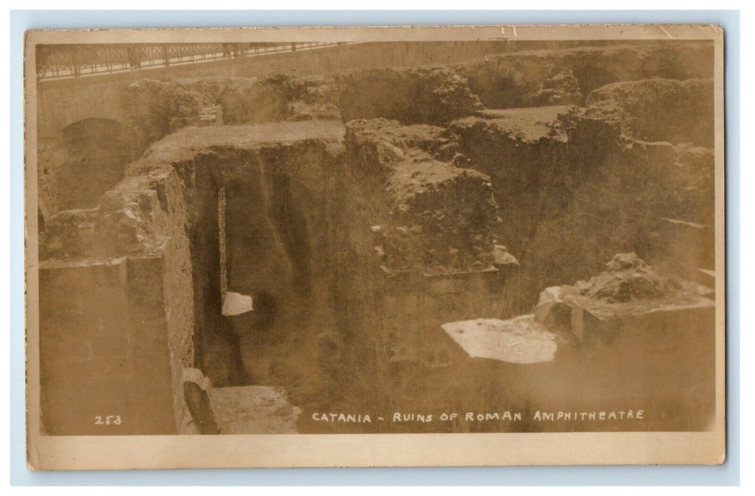 c1920's Catania Italy, Ruins Of Roman Amphitheater RPPC Photo Vintage Postcard