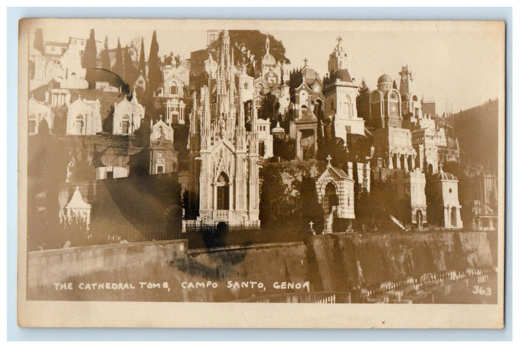 c1920's The Cathedral Tomb Campo Santo Genoa Italy RPPC Photo Vintage Postcard