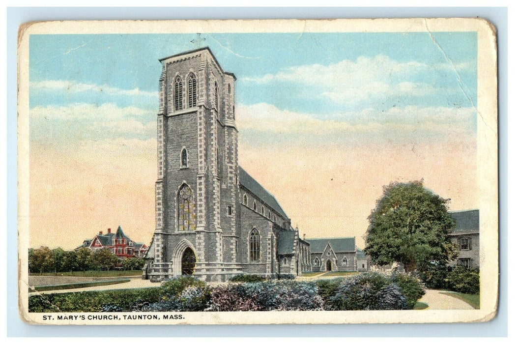 1917 St Mary's Church Exterior, Taunton, Massachusetts MA Antique Postcard